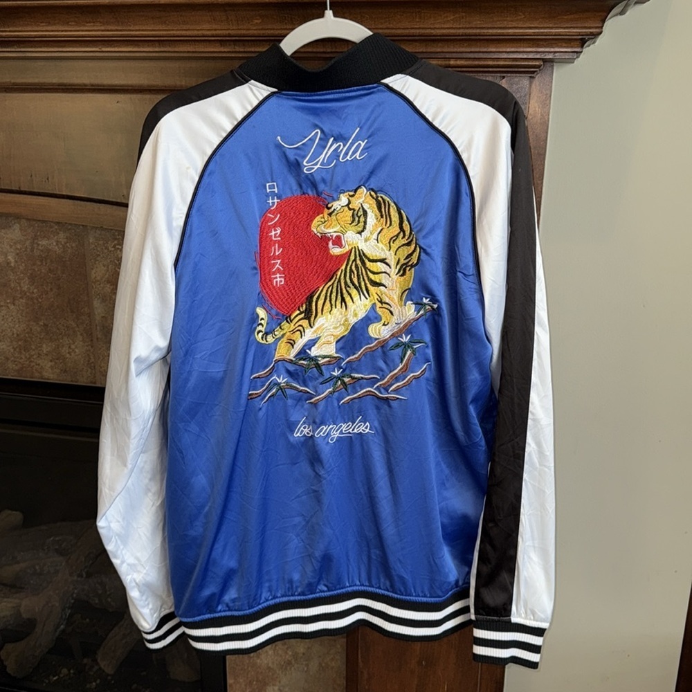 Young & Reckless embroidered tiger lightweight bomber varsity jacket street L